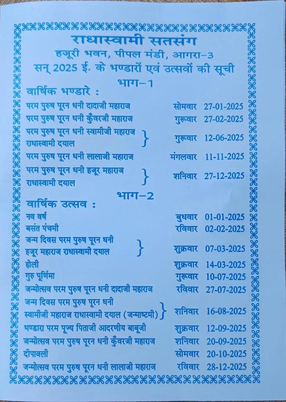 सूची पत्र 2025